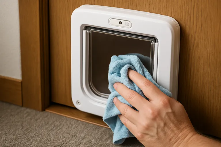 Onderhoud van een kattenluik met sensor